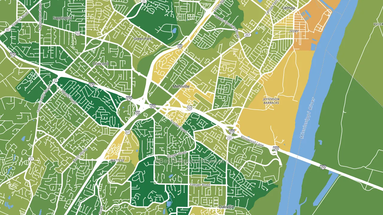 Mehlville, MO block-group voter-turnout map