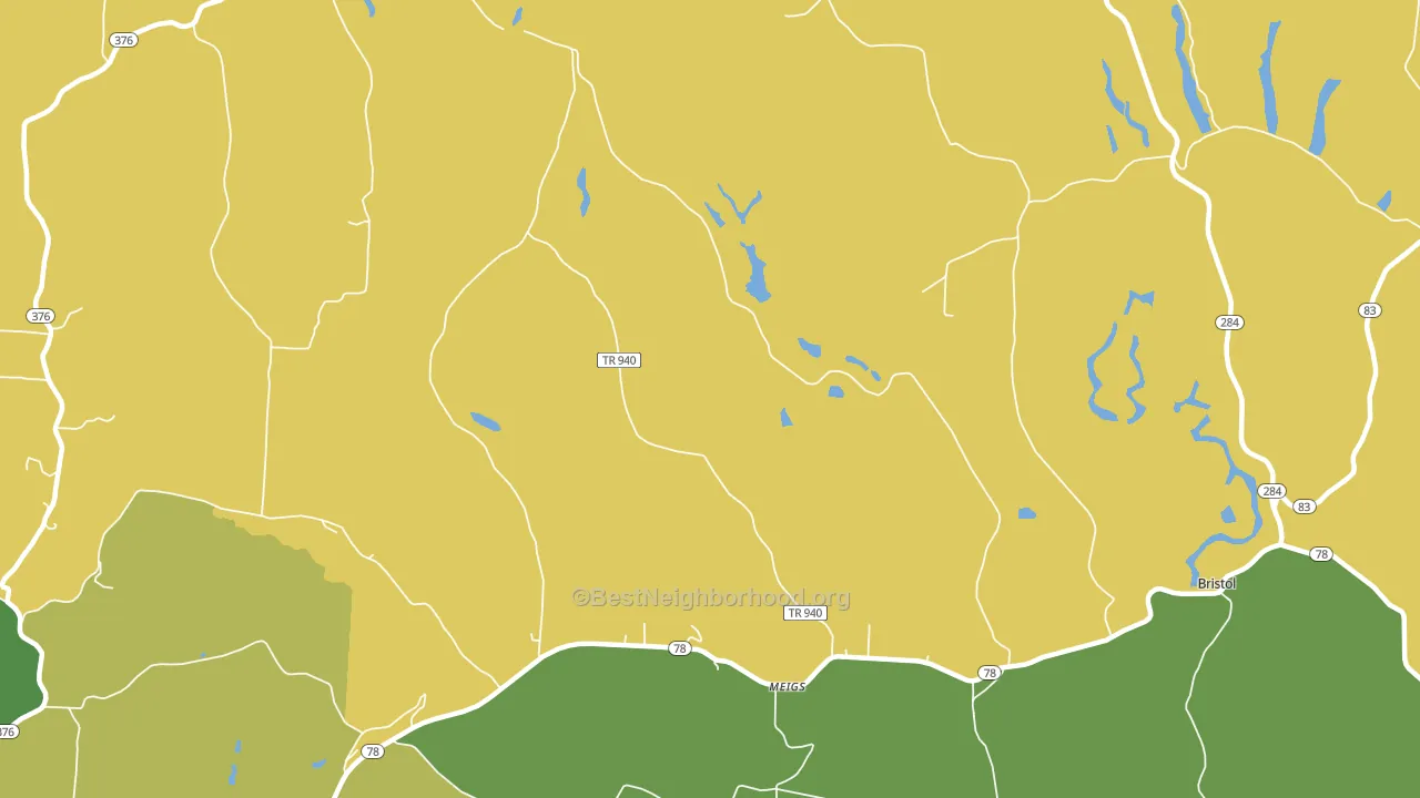 Meigs, OH block-group voter-turnout map