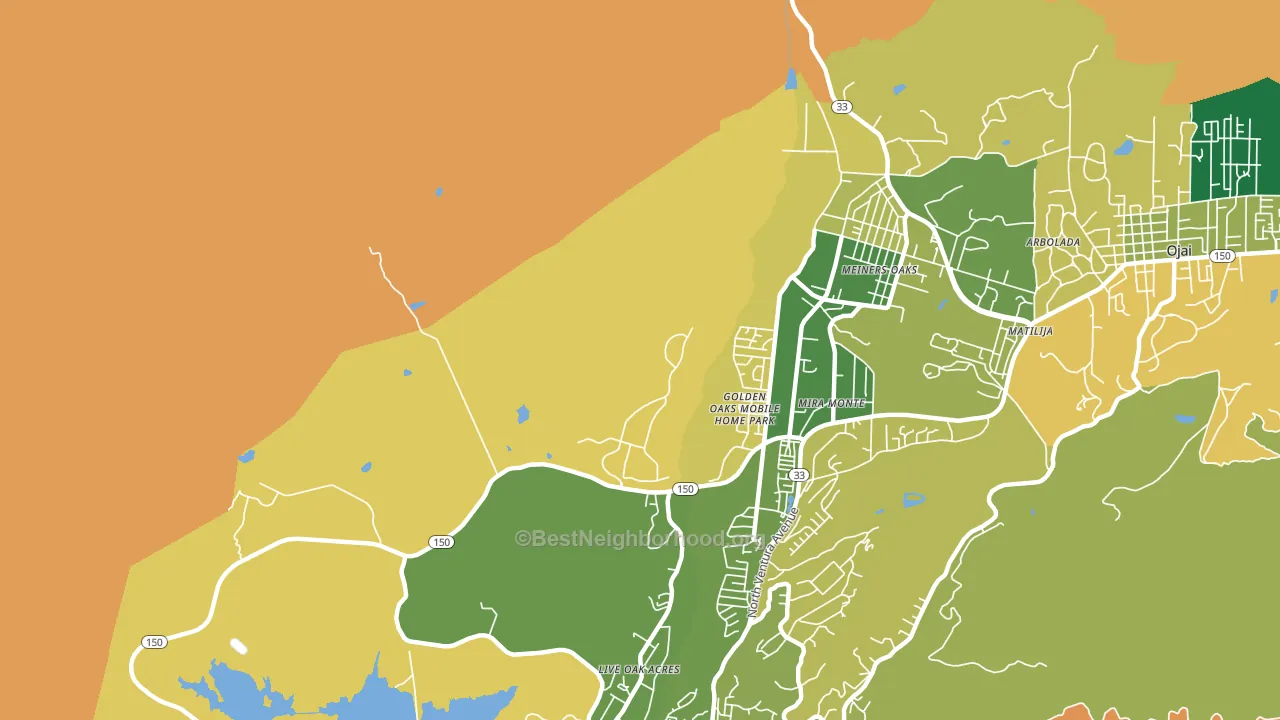 Meiners Oaks, CA block-group voter-turnout map