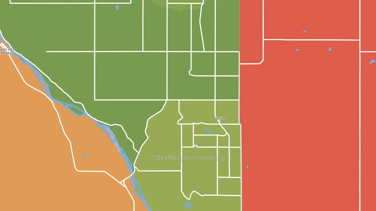 Melba, ID block-group voter-turnout map