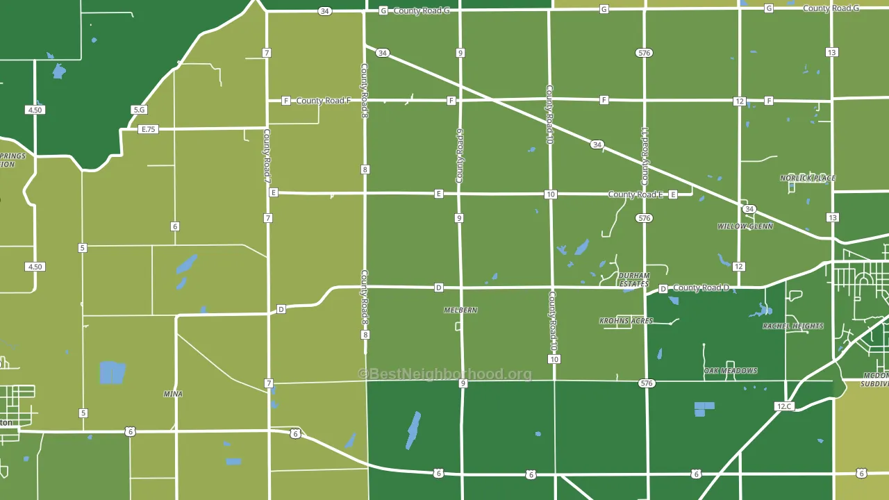 Melbern, OH block-group voter-turnout map