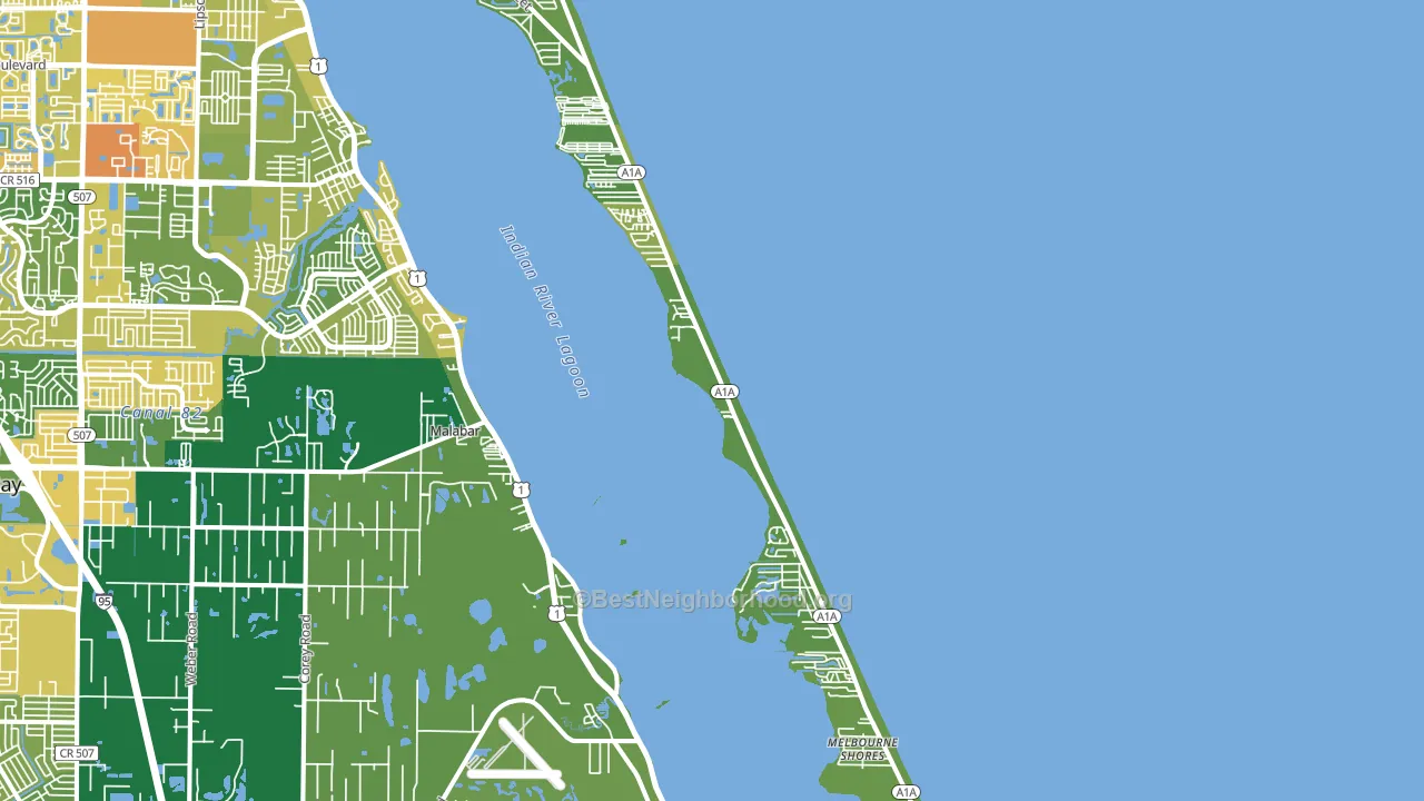 Melbourne Beach, FL block-group voter-turnout map