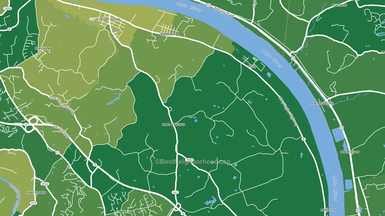Melbourne, KY block-group voter-turnout map