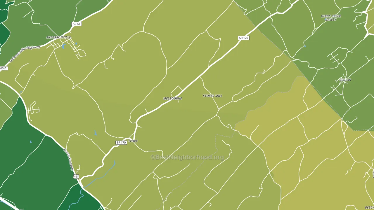 Melbourne, TN block-group voter-turnout map