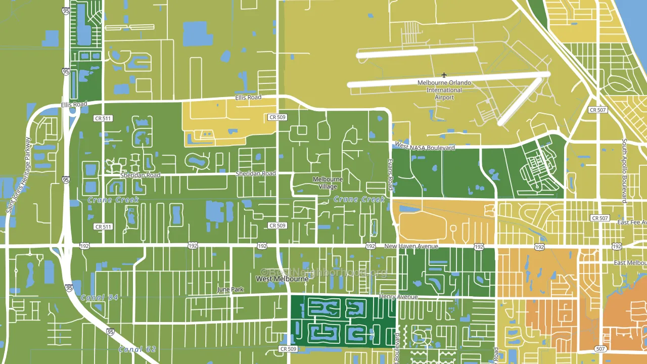Melbourne Village, FL block-group voter-turnout map