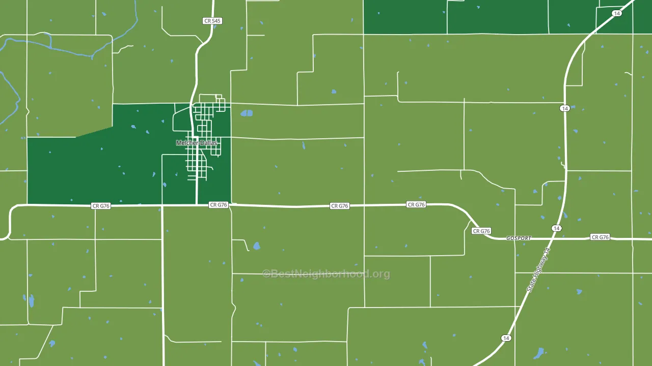 Melcher, IA block-group voter-turnout map