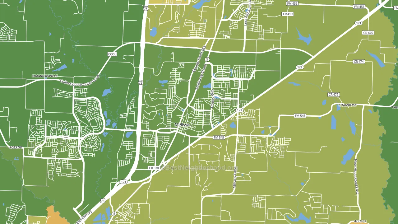 Melissa, TX block-group voter-turnout map