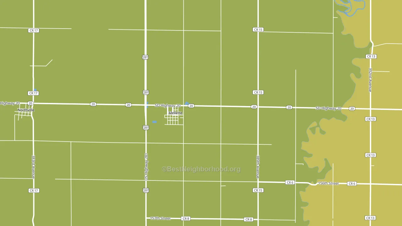 Mellette, SD block-group voter-turnout map