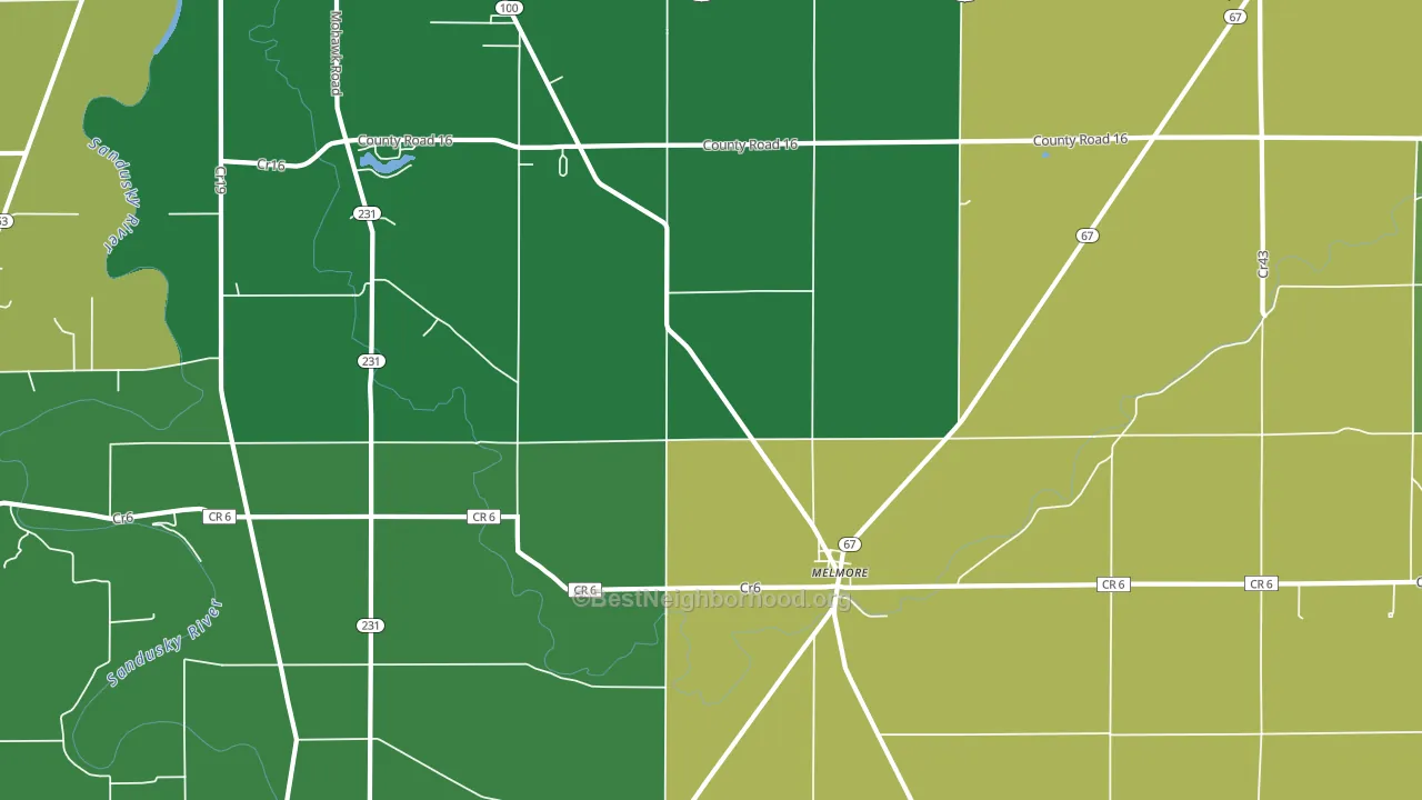 Melmore, OH block-group voter-turnout map