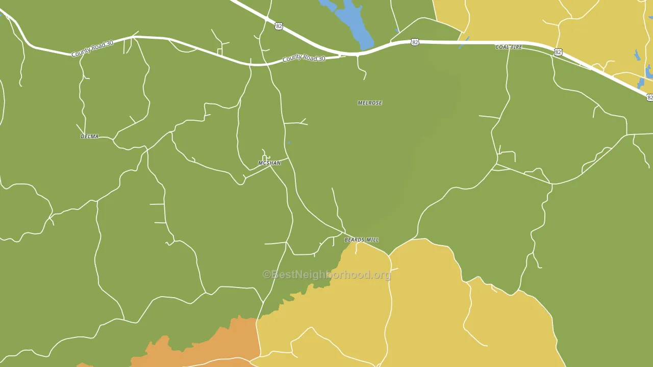 Melrose, AL block-group voter-turnout map