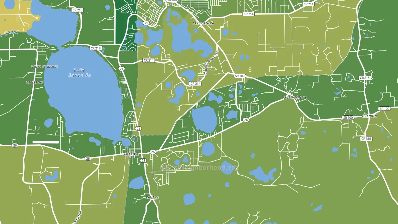 Melrose, FL block-group voter-turnout map