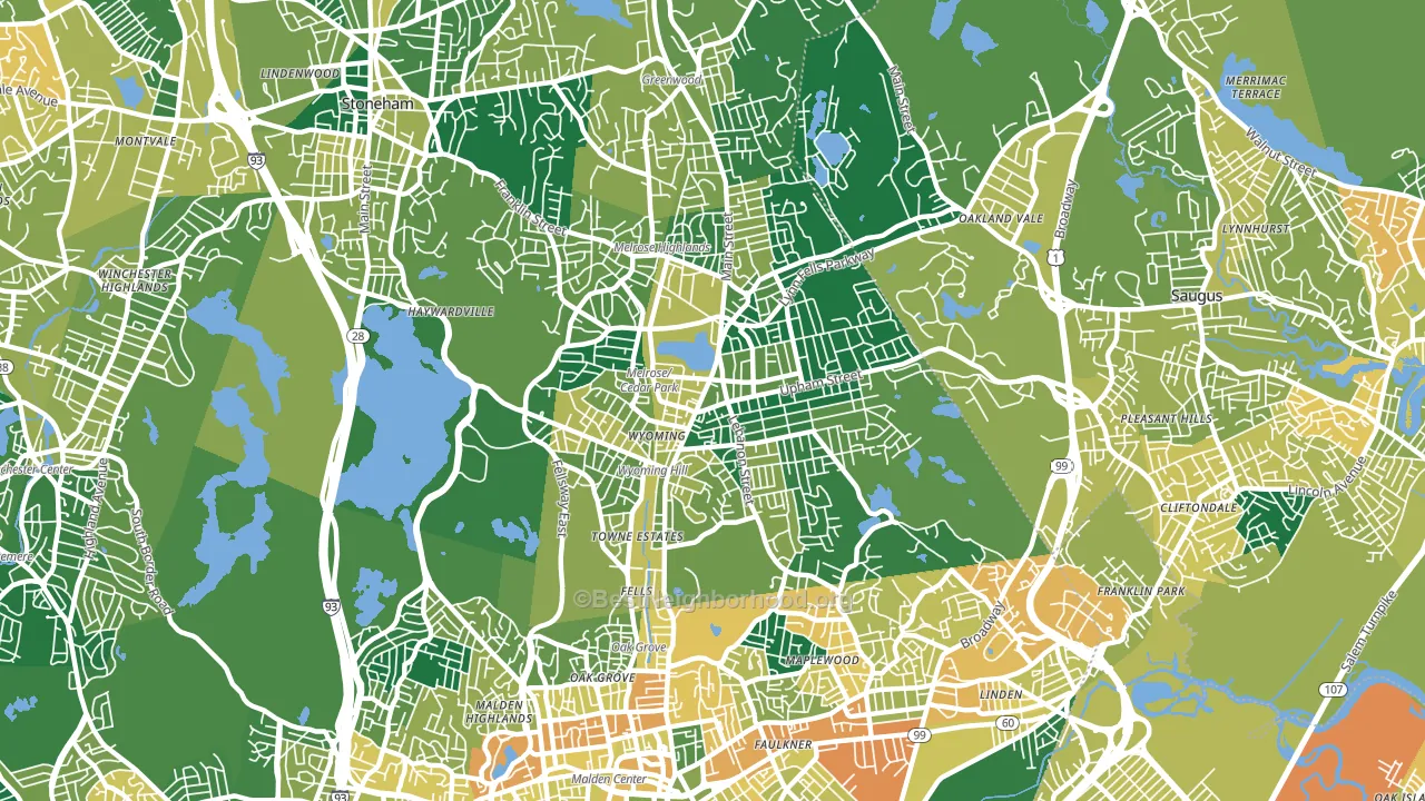 Melrose, MA block-group voter-turnout map