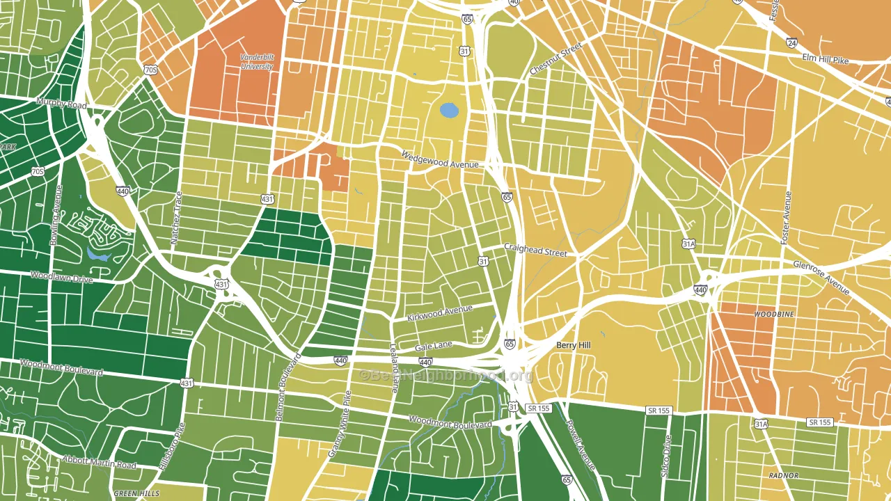 Melrose, Nashville, TN block-group voter-turnout map