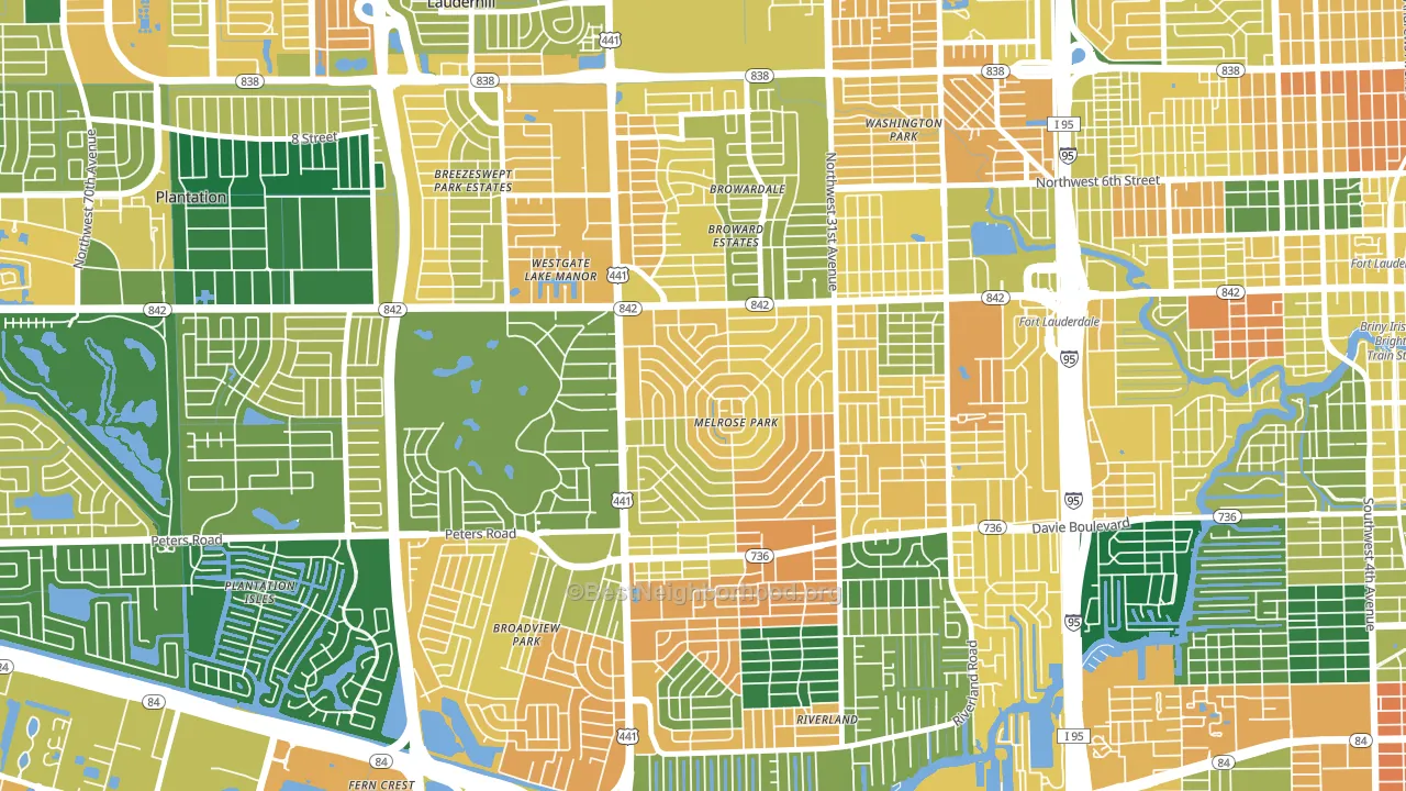 Melrose Park, Fort Lauderdale, FL block-group voter-turnout map