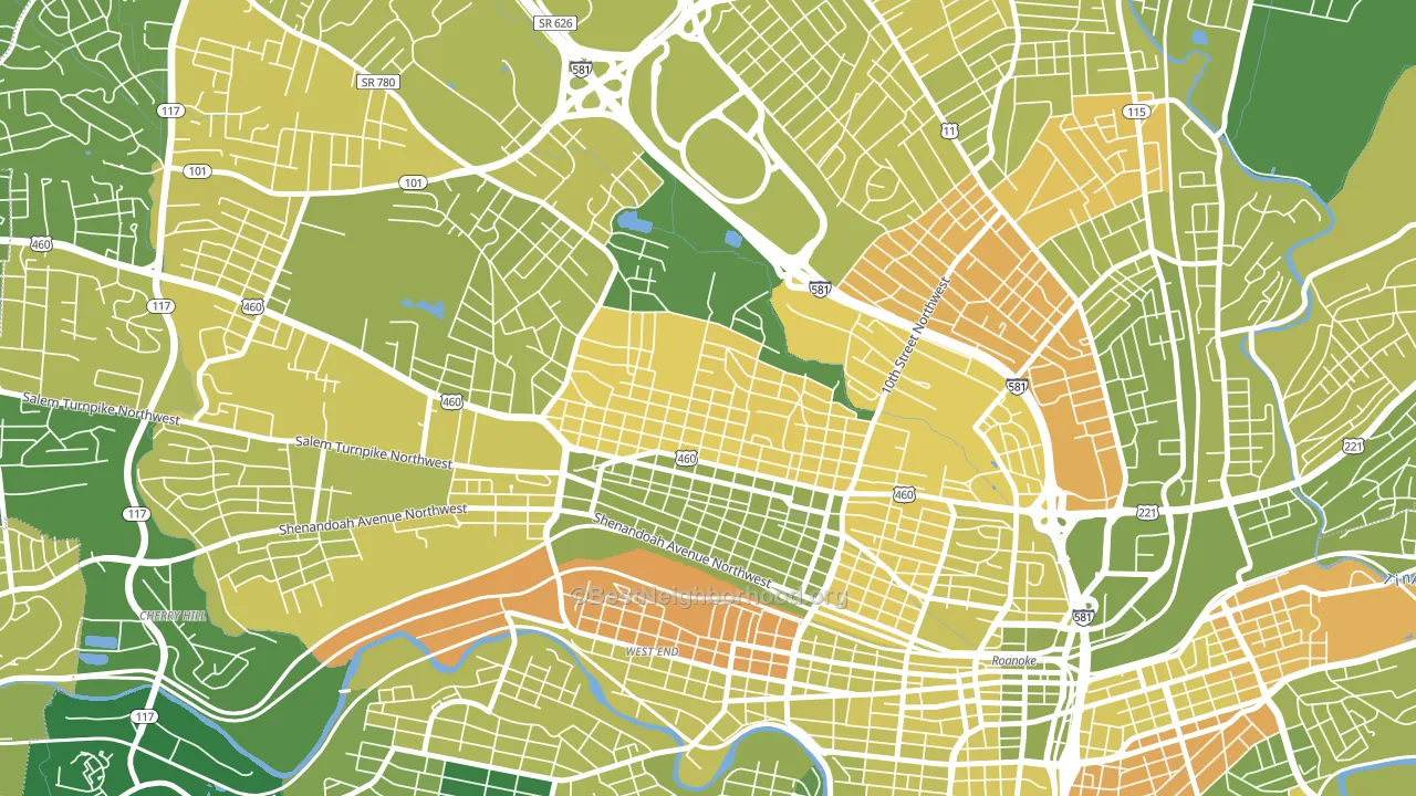 Melrose-Rugby, Roanoke, VA block-group voter-turnout map
