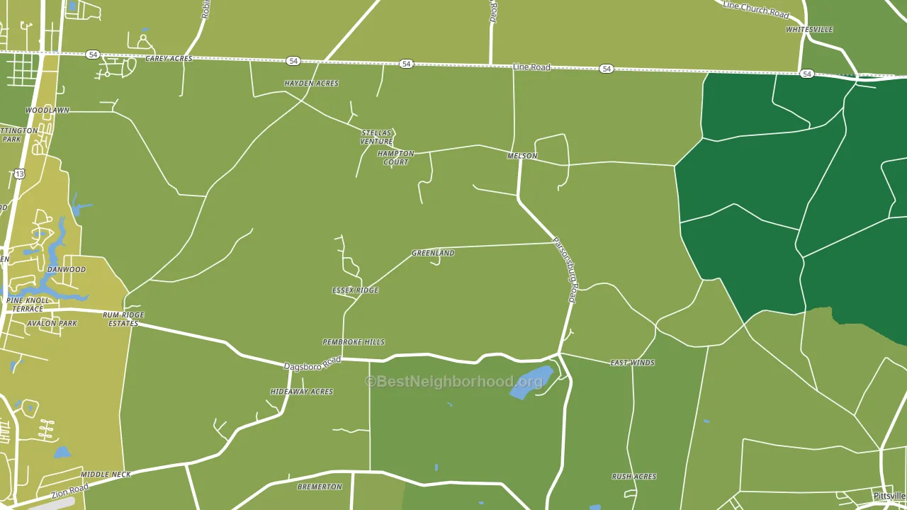 Melson, MD block-group voter-turnout map
