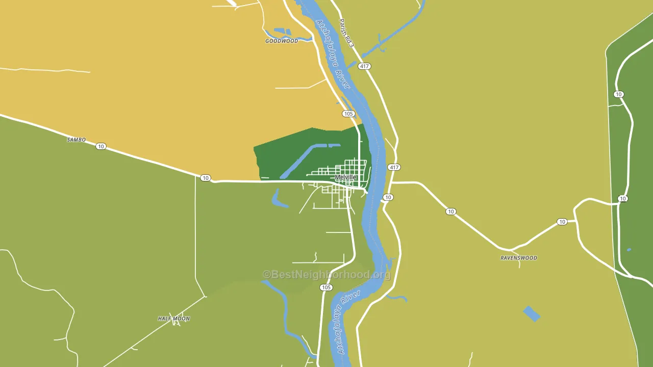 Melville, LA block-group voter-turnout map