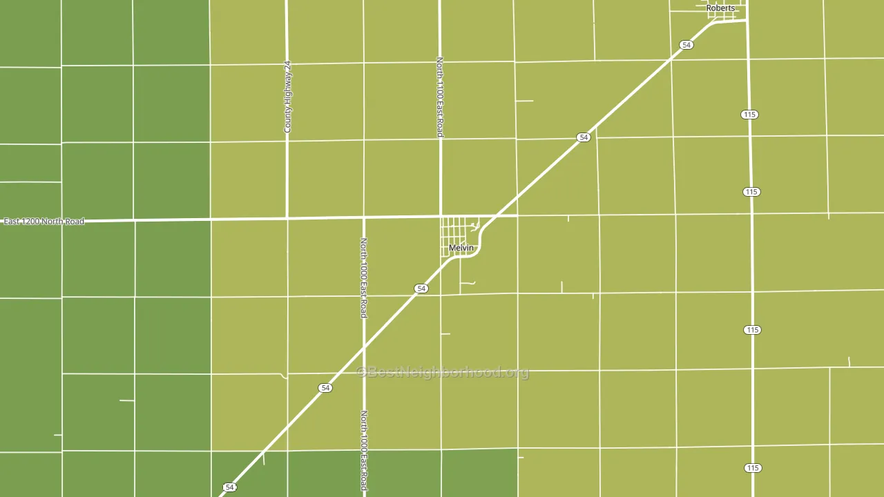 Melvin, IL block-group voter-turnout map