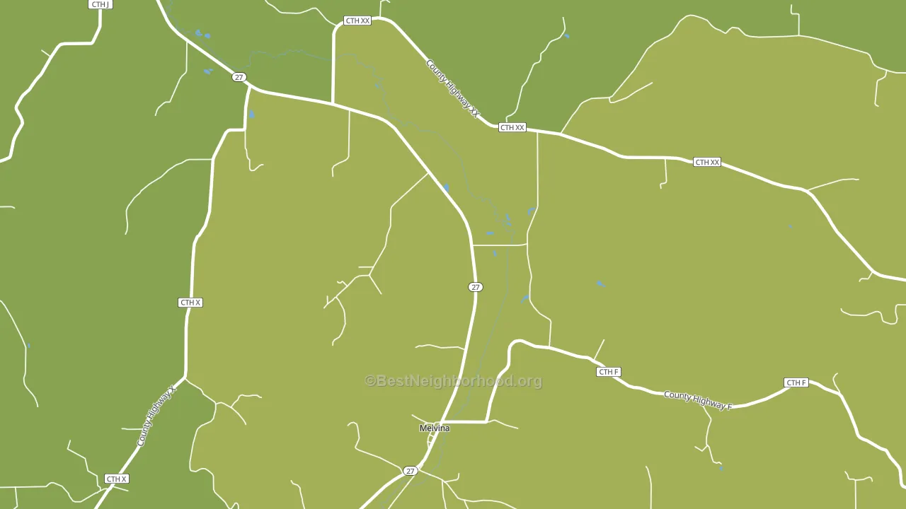 Melvina, WI block-group voter-turnout map