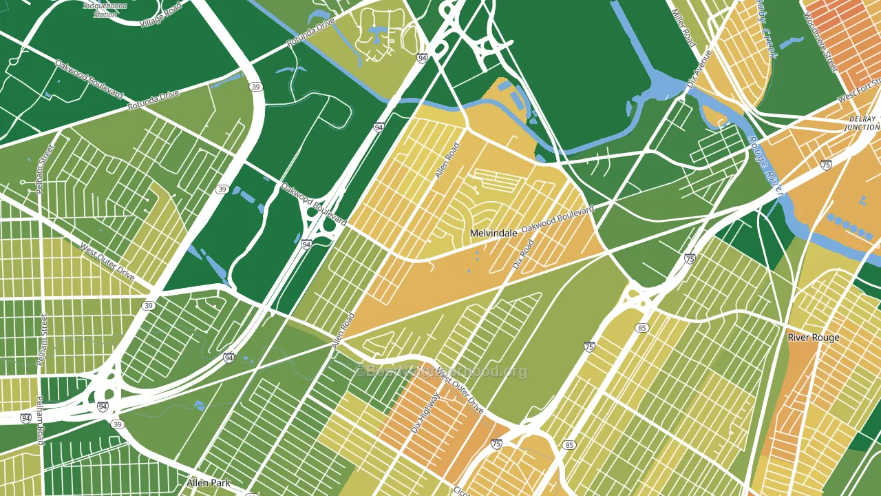 Melvindale, MI block-group voter-turnout map