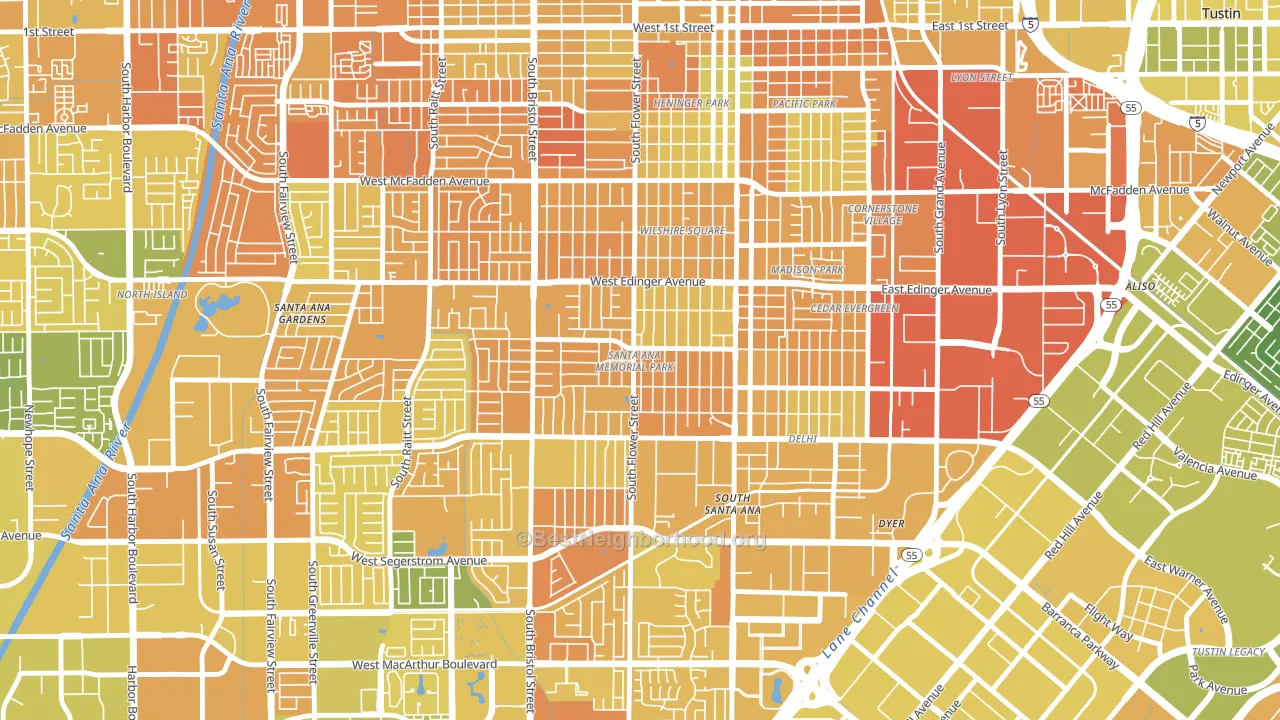 Memorial Park, Santa Ana, CA block-group voter-turnout map