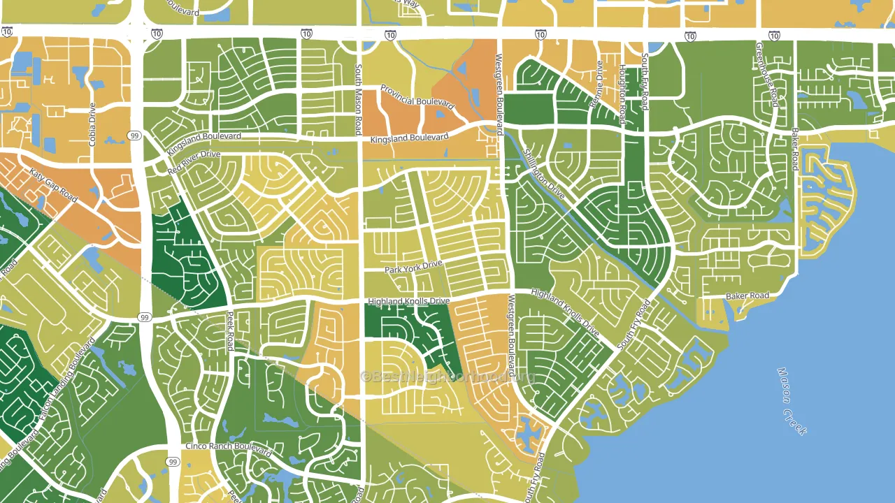 Memorial Parkway, Katy, TX block-group voter-turnout map