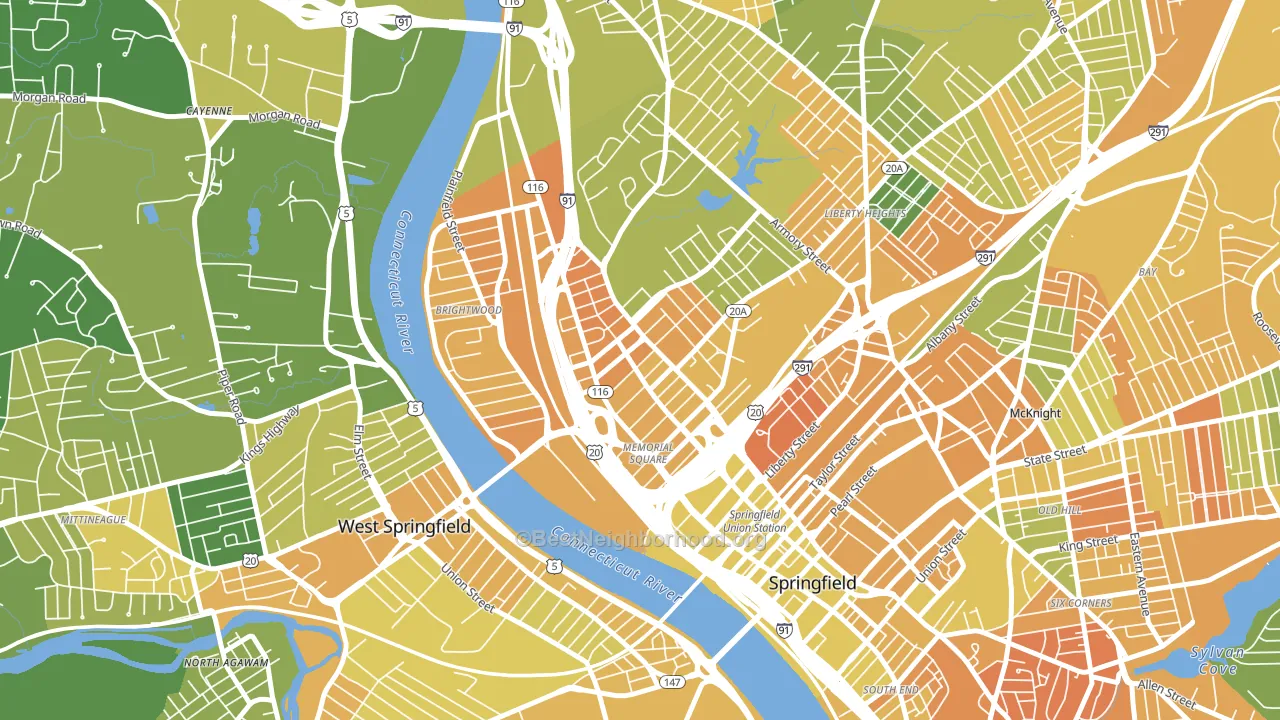 Memorial Square, Springfield, MA block-group voter-turnout map
