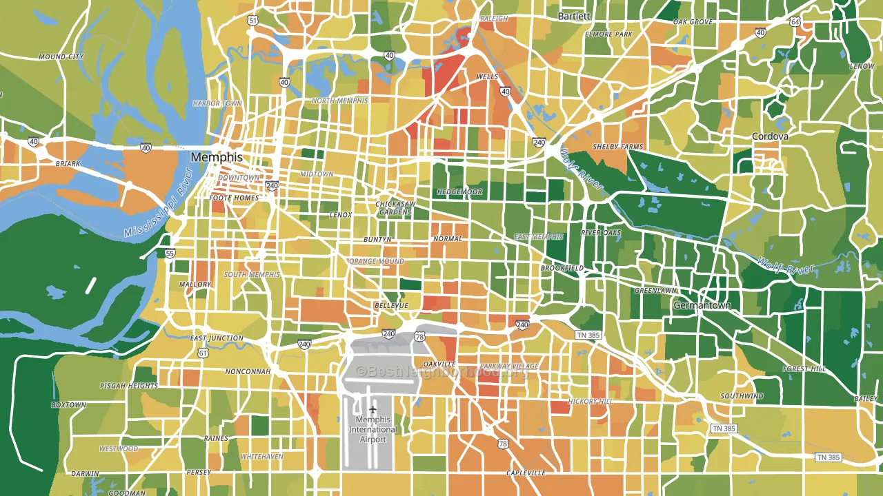 Memphis, TN block-group voter-turnout map