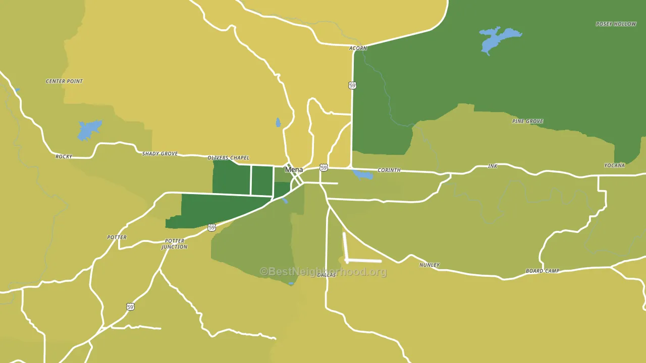 Mena, AR block-group voter-turnout map