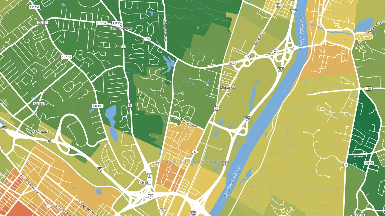 Menands, NY block-group voter-turnout map