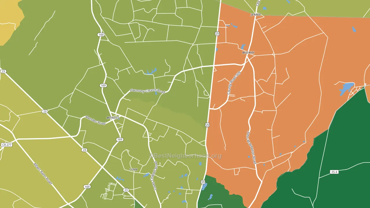 Mendes, GA block-group voter-turnout map