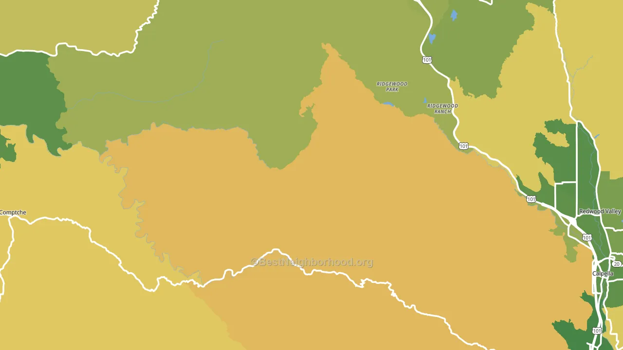 Mendocino County, CA block-group voter-turnout map