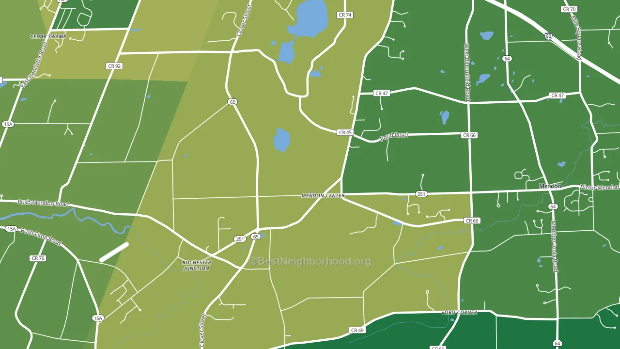 Mendon Center, NY block-group voter-turnout map