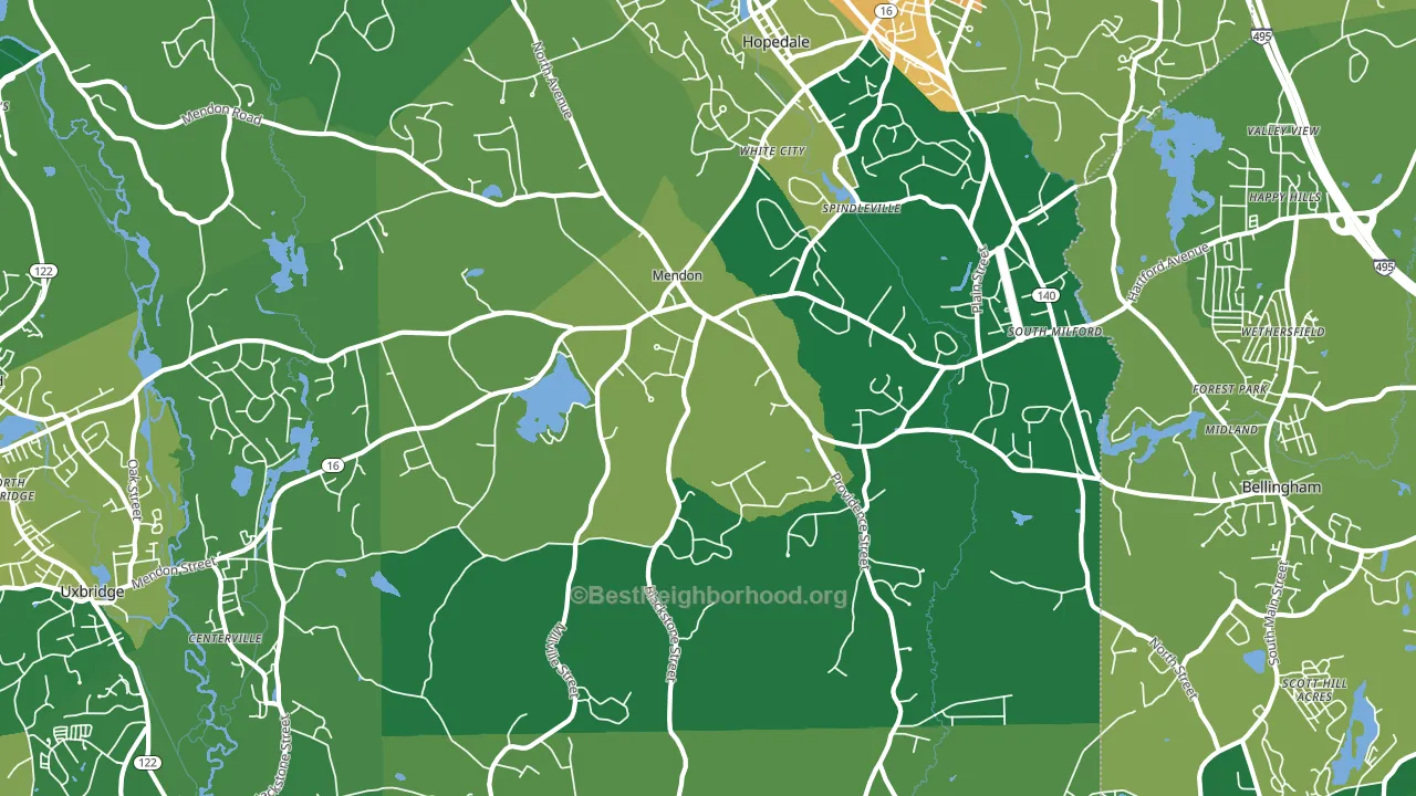 Mendon, MA block-group voter-turnout map