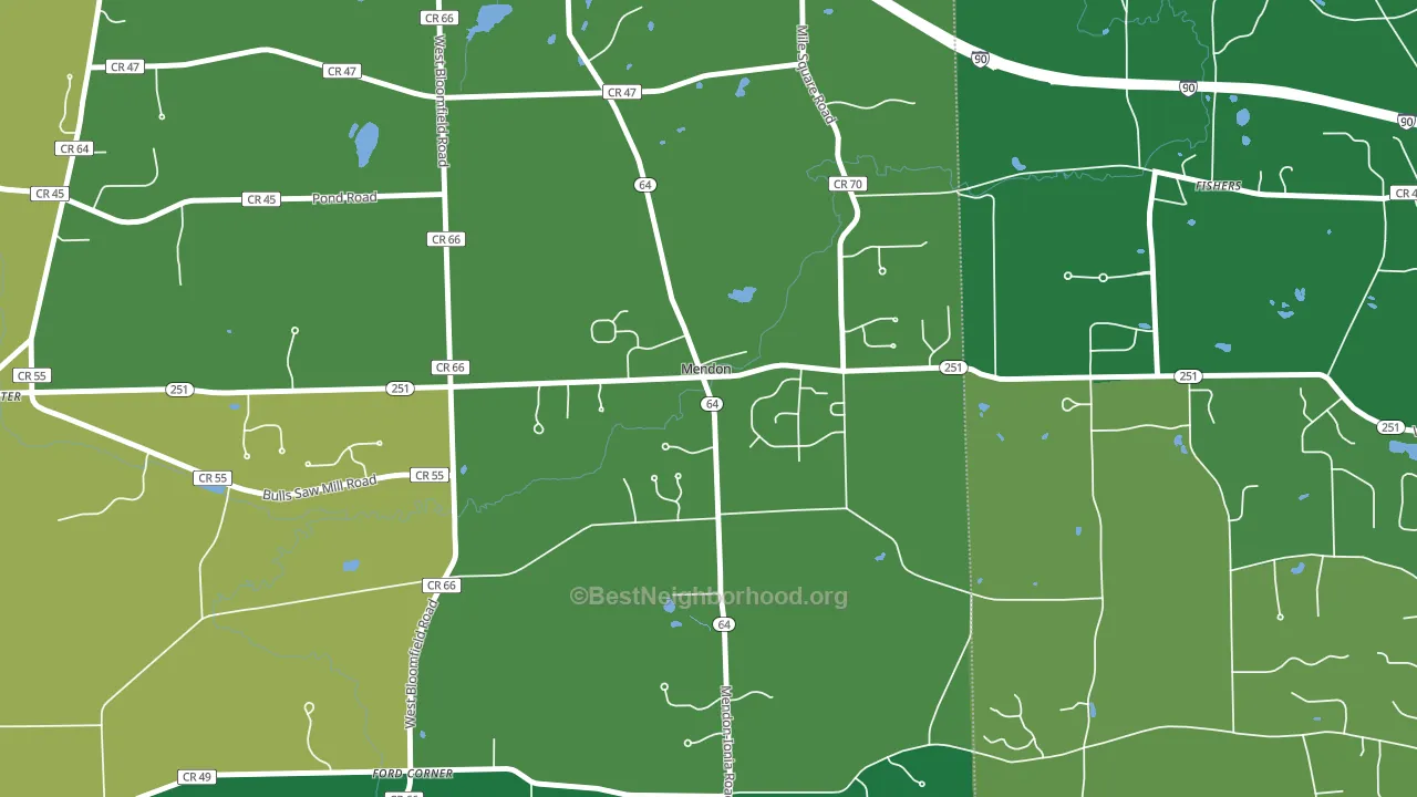 Mendon, NY block-group voter-turnout map