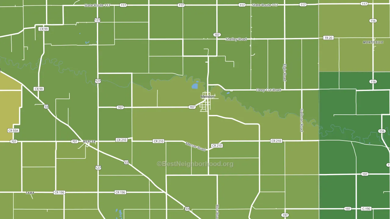 Mendon, OH block-group voter-turnout map