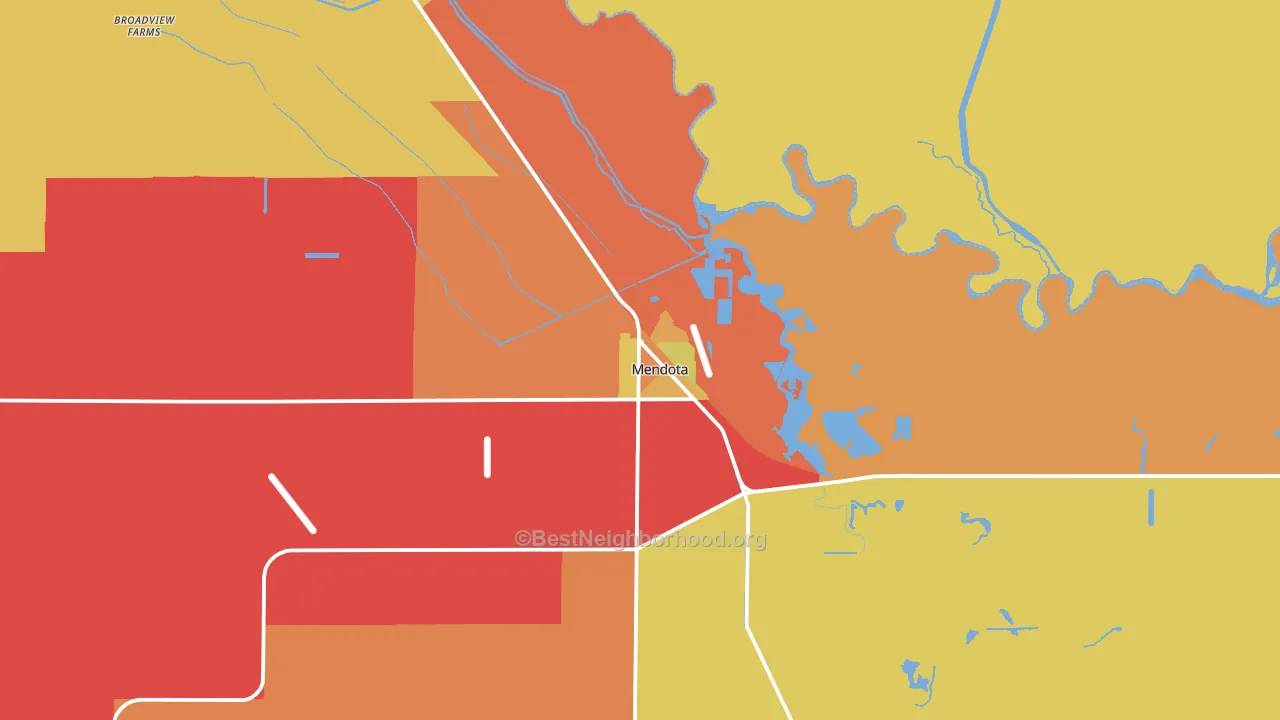 Mendota, CA block-group voter-turnout map