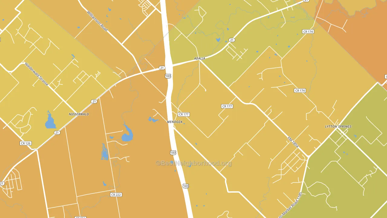 Mendoza, TX block-group voter-turnout map