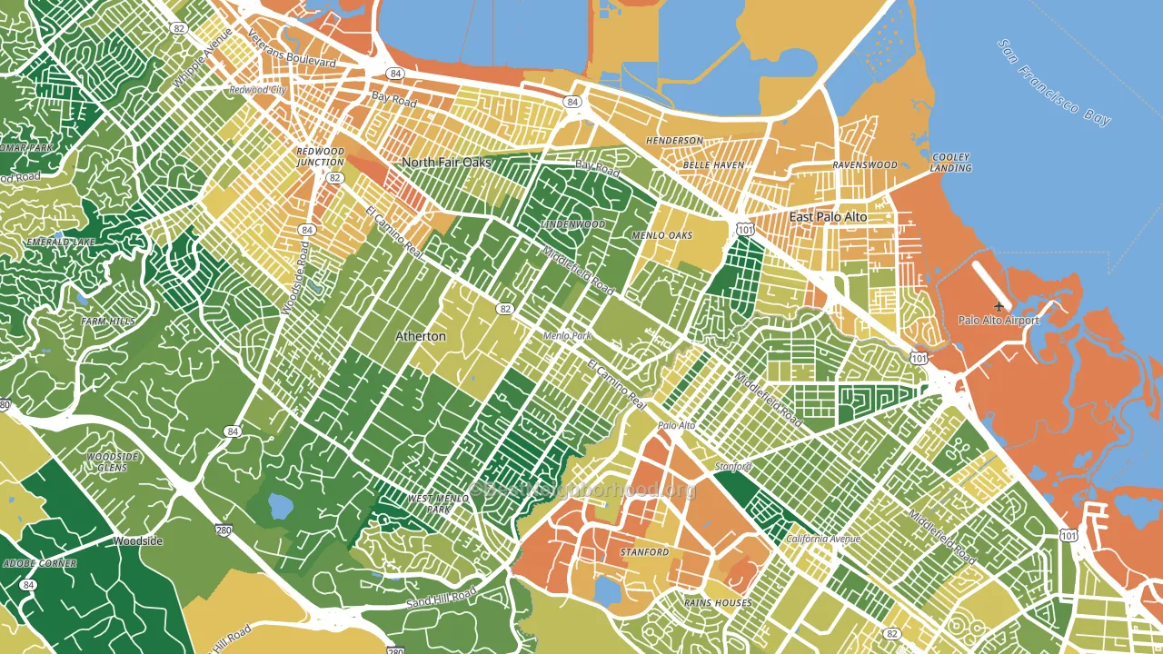 Menlo Park, CA block-group voter-turnout map