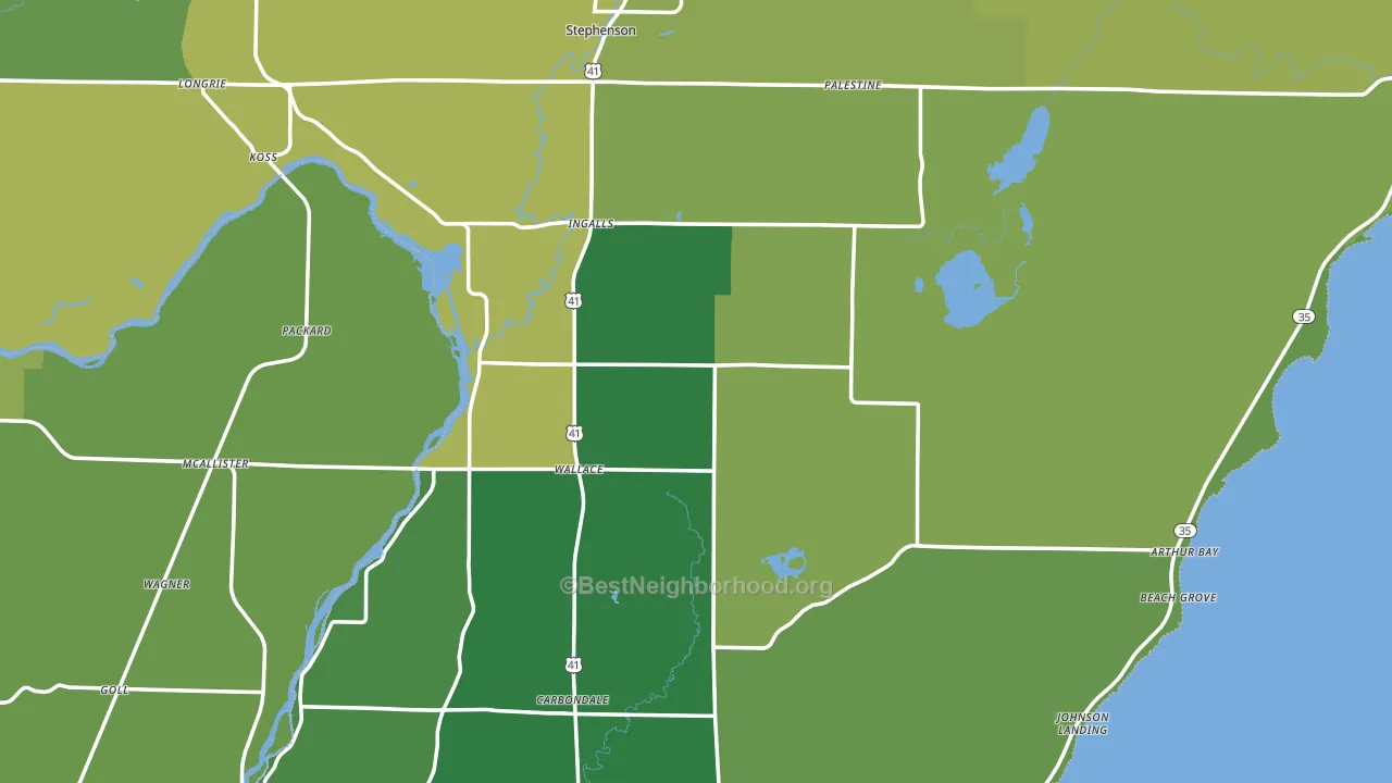 Menominee County, MI block-group voter-turnout map