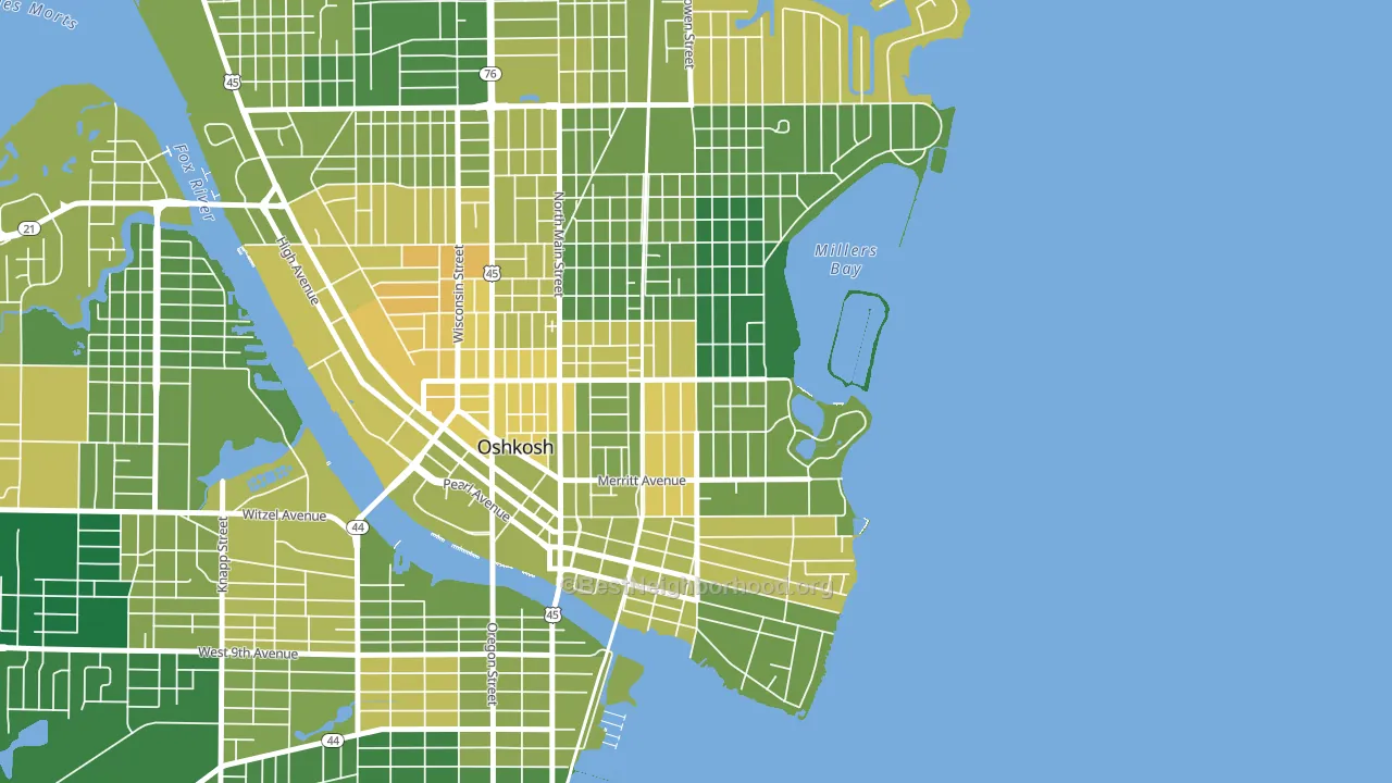 Menominee South, Oshkosh, WI block-group voter-turnout map