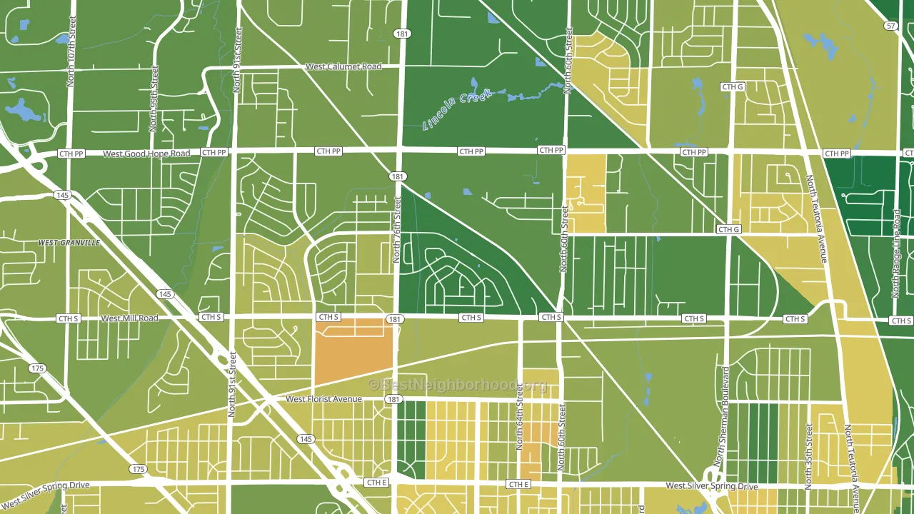 Menomonee River Hills East, Milwaukee, WI block-group voter-turnout map