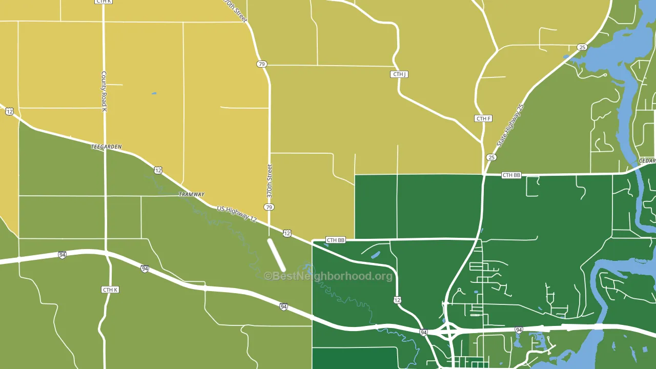 Menomonie Junction, WI block-group voter-turnout map
