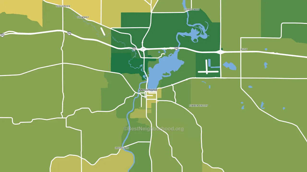 Menomonie, WI block-group voter-turnout map