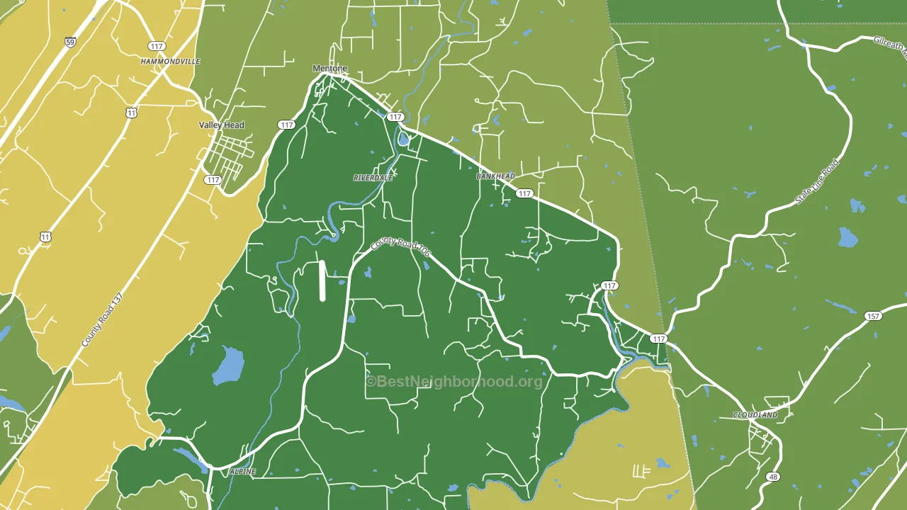 Mentone, AL block-group voter-turnout map
