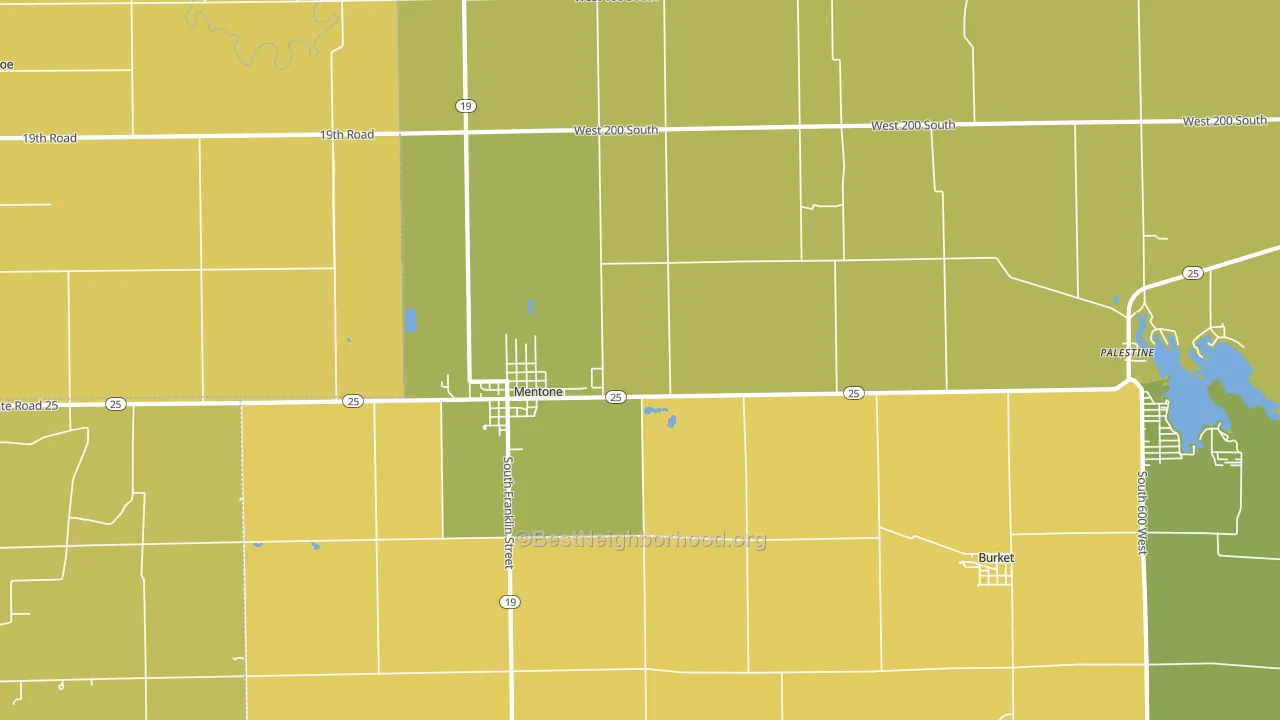 Mentone, IN block-group voter-turnout map