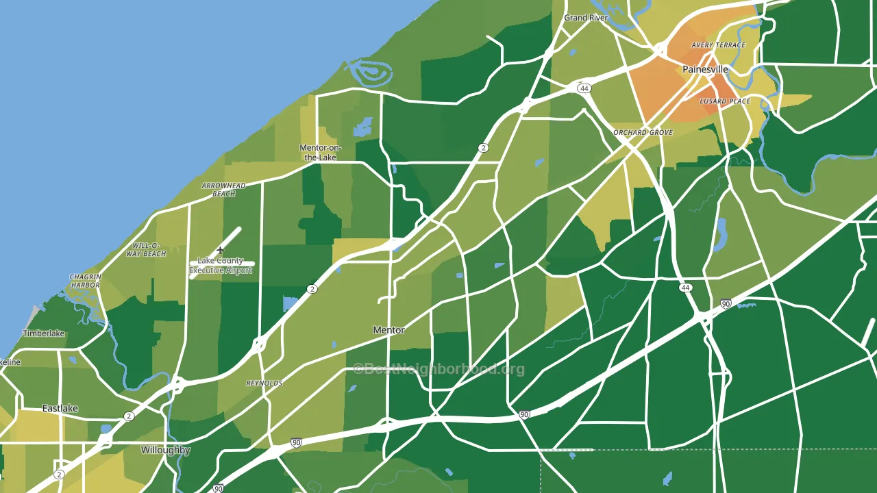 Mentor, OH block-group voter-turnout map