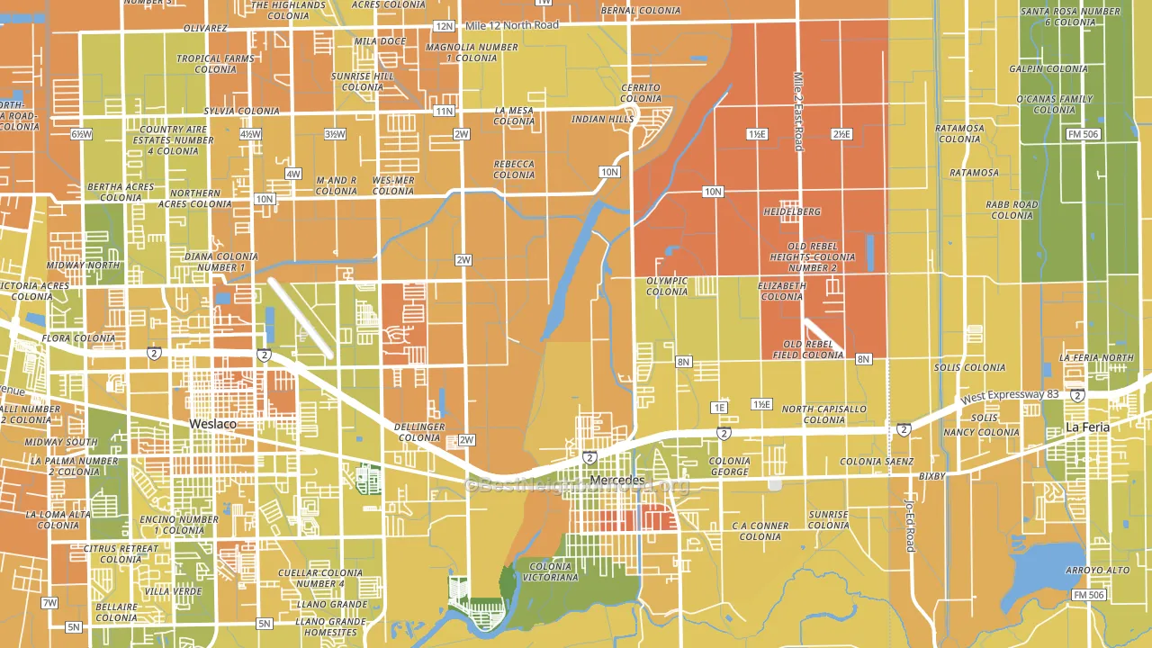 Mercedes, TX block-group voter-turnout map