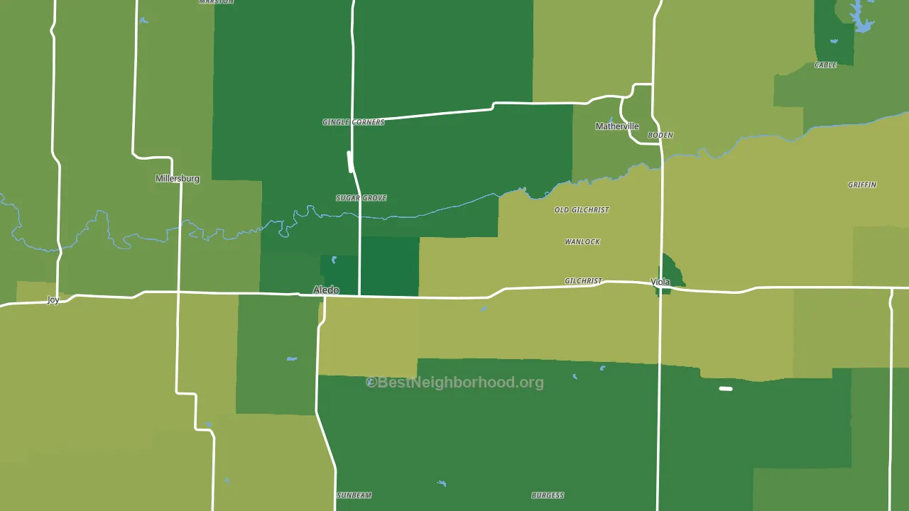 Mercer County, IL block-group voter-turnout map