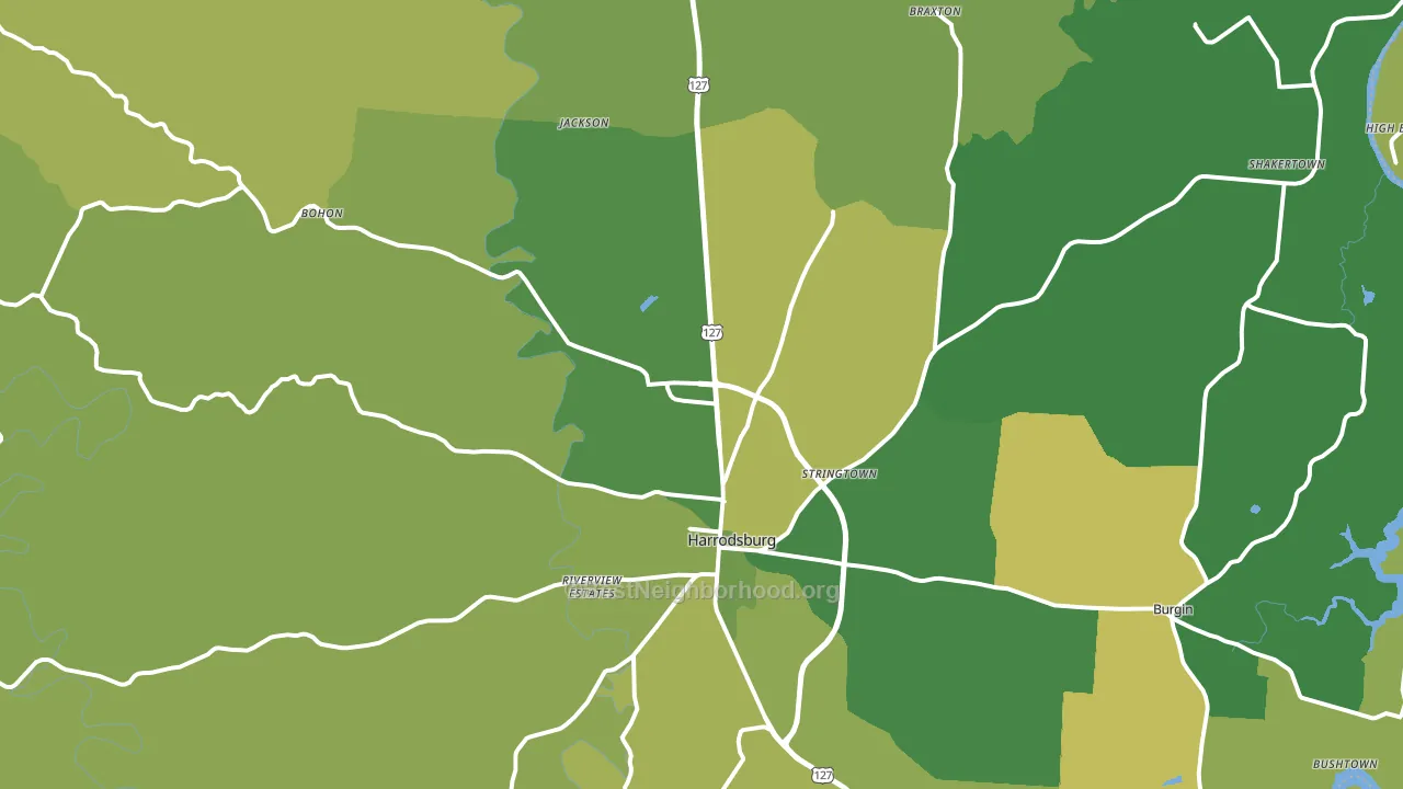 Mercer County, KY block-group voter-turnout map